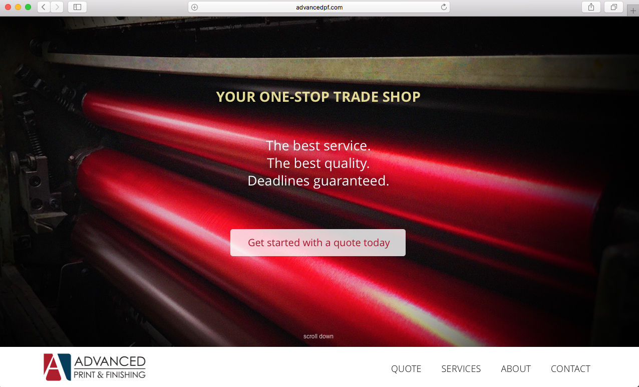 Advanced Print and Finishing website